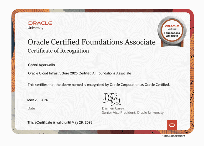Oracle Cloud Infrastructure 2025 Certified AI Foundations Associate